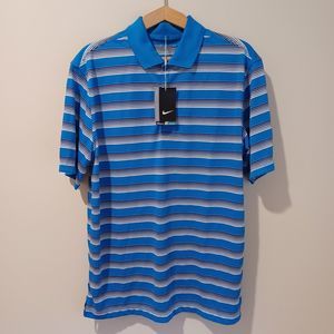 NWT Nike Tour Performance Dri-Fit  Golf Polo Shirt Short Sleeve Blue Striped M